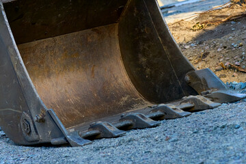 Close up excavator bulldozer bucket on construction site © Igor