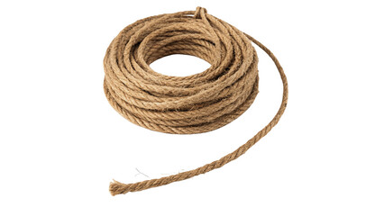 Coiled roll of natural brown jute twine rope on transparent background © James