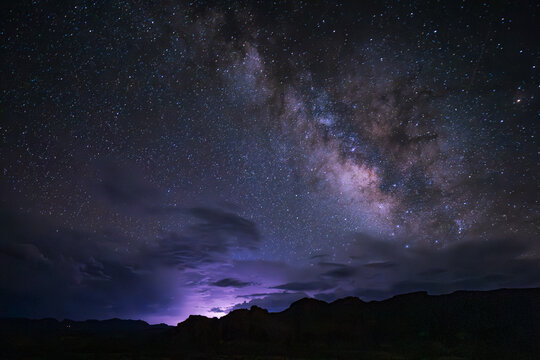 Night Skies with milky way and storm in Big Bend National Park