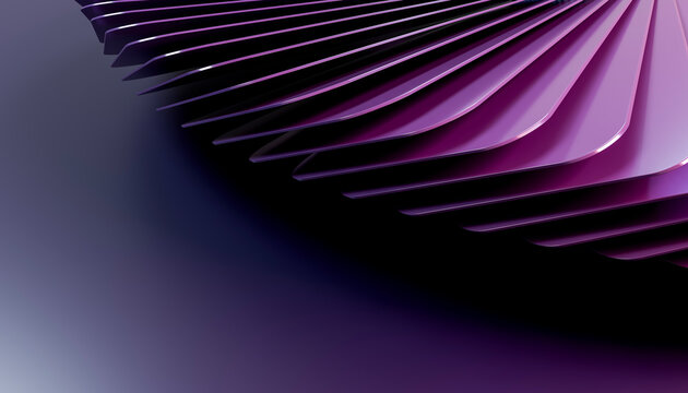 Abstract purple layered 3d curved shapes on dark background