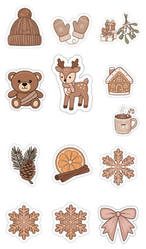 Cute Hand Drawn Christmas Winter Holiday Sticker Collection