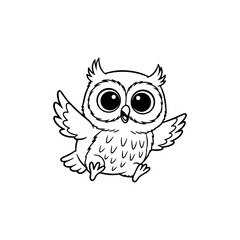 Fototapeta premium Adorable Little Owl Flying Cartoon Illustration