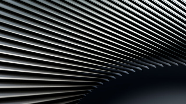 Metal rods arranged in parallel abstract geometric lines