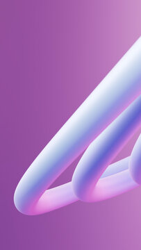 Abstract curved 3d tube loops with purple gradient background