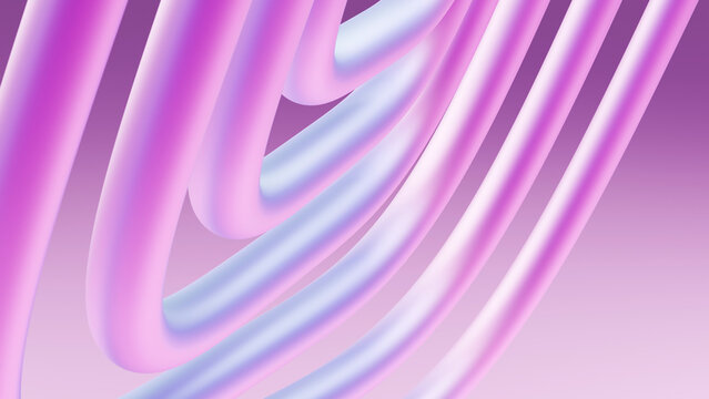 Abstract smooth pink and purple curved tubes digital art