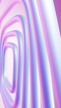 Abstract smooth curved tubular shapes in pastel purple and blue colors