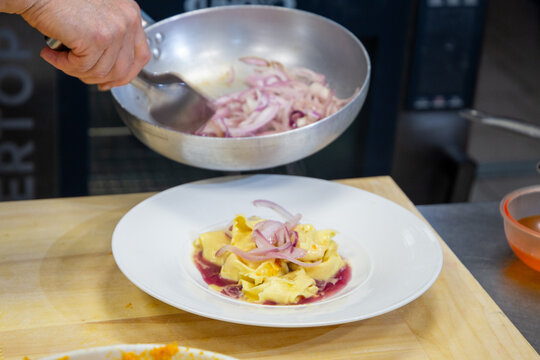 recipes with pumpkin ingredients, tortelloni and cake, preparation of a typical dish