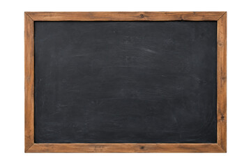 Empty vintage wooden framed blackboard with a dark, textured surface, isolated on a clean white background, ready for text © no one
