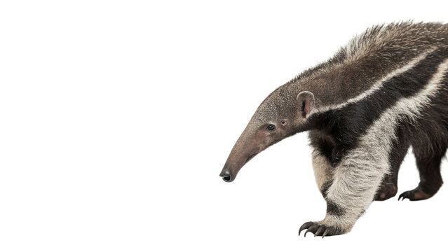 Single wild anteater tamandua animal standing on transparent background