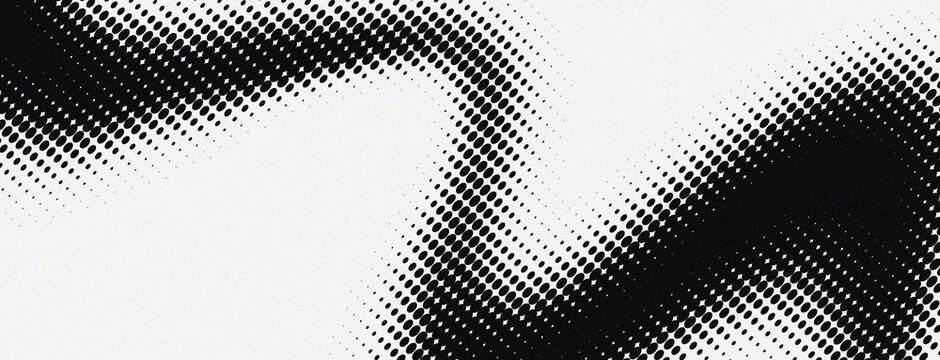 Abstract black and white halftone wave pattern background with halftone dots vector illustration