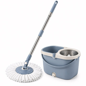 blue dry and wet spin mop bucket set