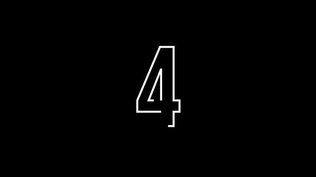 5 to 1 countdown with stroke animation, best for motion graohic ediitng. Isolated on black background