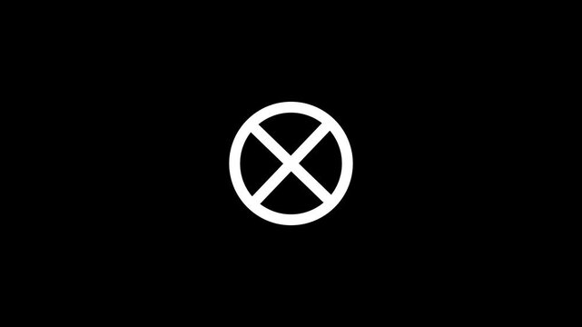 Chalk Cross With Circle On Alpha Channel Background.4k video