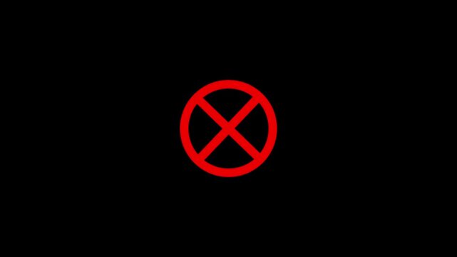 cross mark animation white background, Wrong icon 4k Motion graphic, Red X letter, crossed lines, denial concept, incorrect cross symbol, red cross mark animation 4k.
