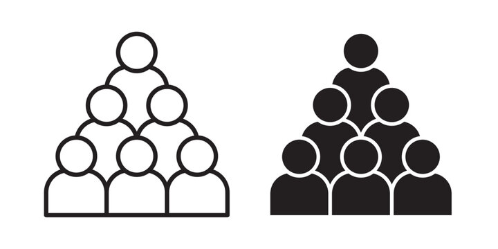 Crowd icon flat outline in black