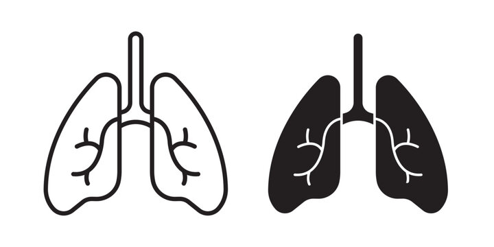 Lungs icon flat outline in black
