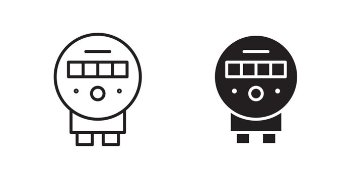 electric meter icon flat outline in black