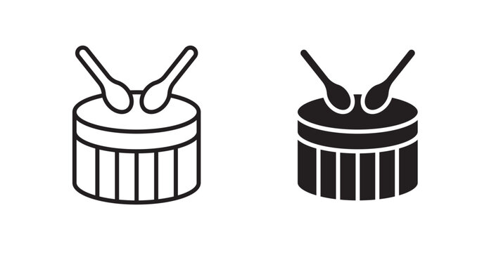 Muslim drum icon flat outline in black