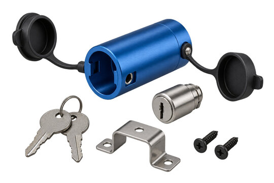Locking fiber optic connector cap kit on transparent background