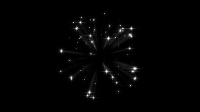 Twinkling starlight trail with glitter sparkles, glowing fairy dust particles, bright star burst and smooth magical transition, seamless 4k loop on black screen background