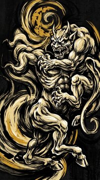 Ancient Asian dragon carving in traditional Chinese style