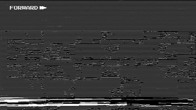  4k video Analog vhs FF ( FAST FORWARD ) static noise overlay with . Abstract digital glitch transition overlay  signal interference distortion format landscape 