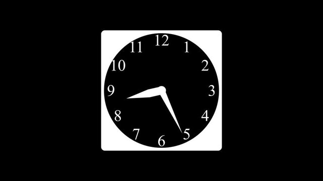 Classic Framed Numbered Wall Clock Animation with Green Screen.4k
