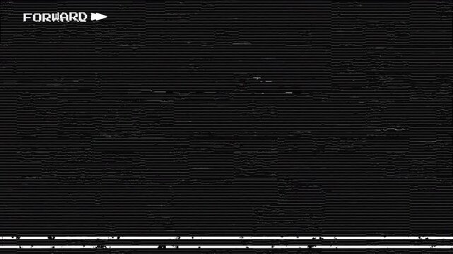  retro vhs FF ( FAST FORWARD ) text distortion, and futuristic cyberpunk signal error effects. Abstract digital glitch transition overlay collection featuring colorful static interference  4k video