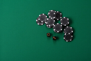 Fototapeta na wymiar Multicolored casino chips as a conceptual backdrop for gambling games like poker, blackjack
