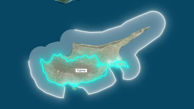 3D Animated Map of Turkey and Cyprus Highlighting Districts, Major Rivers, Surrounding Seas, and Flag Overlays