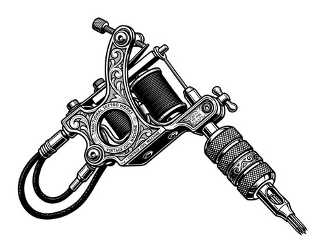 Retro tattoo gun vector.