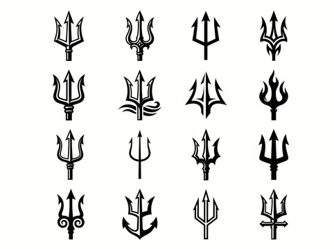 Trident Poseidon Logos And Icons Collection