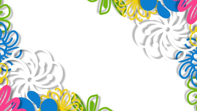 Vibrant Hand Drawn Flowers Border Background for Cultural Heritage Month Celebration Video.