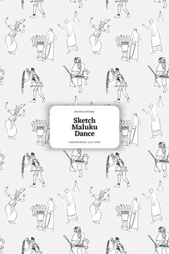 Molucan dance pattern design with molucan dance in outline style