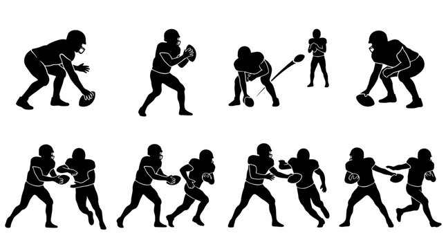 American football players silhouettes collection, NFL, American Football, Super Bowl, NFL 2027