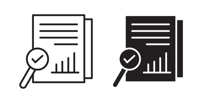 Analytics report icon flat outline in black