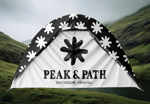 Camping Tent Mockup With Floral Design PSD