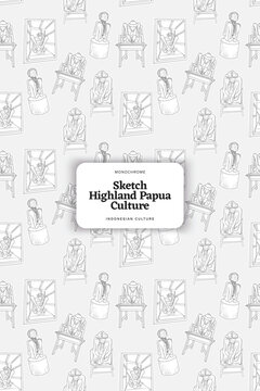 Highland papua culture pattern design with highland papua culture in outline style