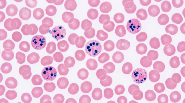 Plasmodium Malaria Parasite in Red Blood Cells Microscopic View