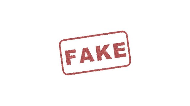 Red Rubber Stamp with FAK Text Animation on White Background