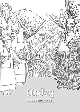 Dayak east borneo dayak culture design layout in outline style