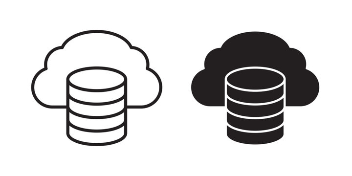Cloud server icon flat outline in black
