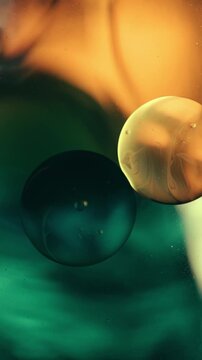 Macro Bubbles Floating in Oil Abstract Background