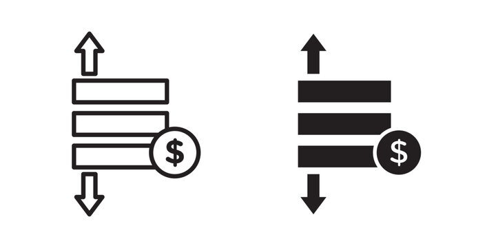 Operating profit loss icon flat outline in black