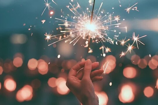 Hand Holding a Sparkler on Guy Fawkes Night