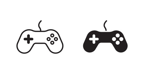 Game controller icon flat outline in black © iconic
