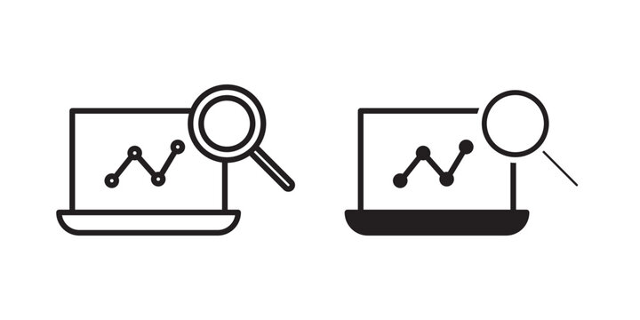 Analytics report icon flat outline in black