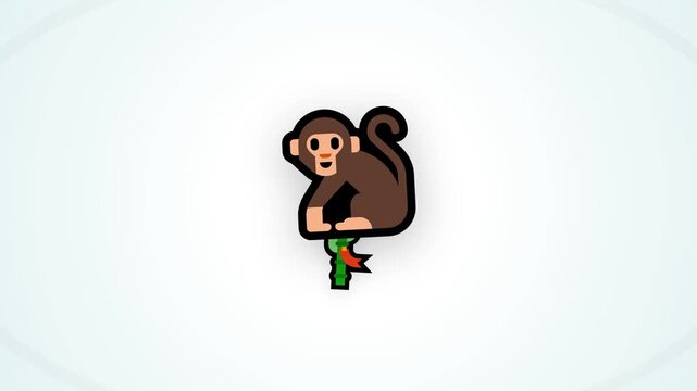 illustration video of a monkey on a tree