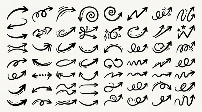 Hand-drawn Arrows Collection - Doodle Icons Set for Design