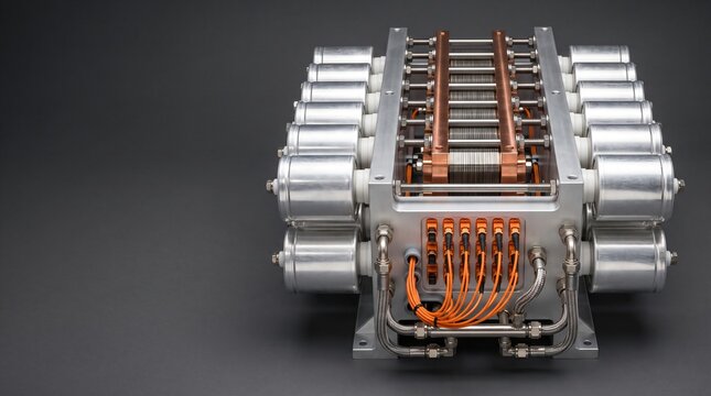 High tech industrial photograph of modular multilevel converter mmc power cell submodule for utility scale statcom dynamic grid voltage stabilization and renewable energy power quality control